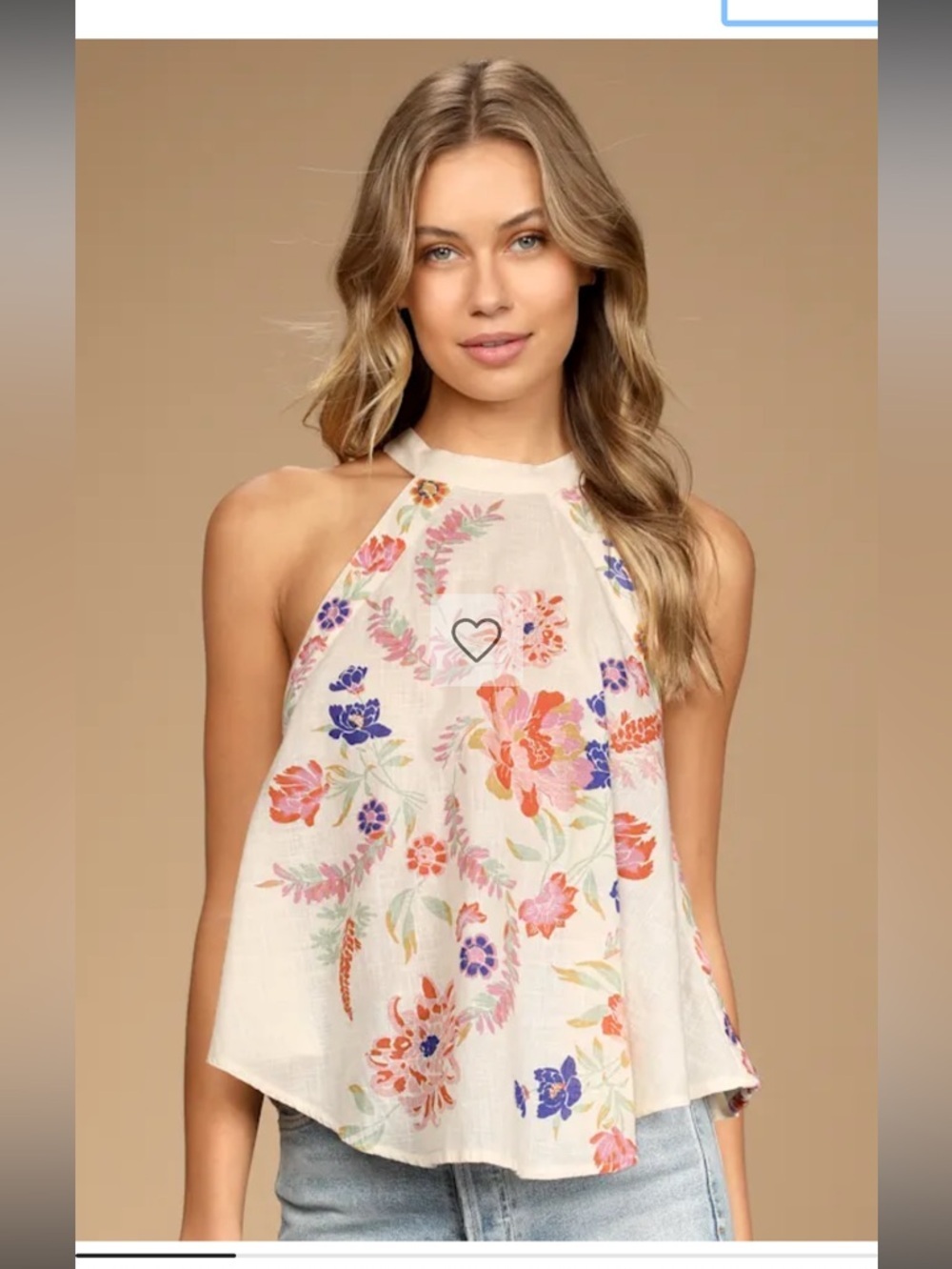 Free People floral Emily Swing Top in Cream and Multicolor